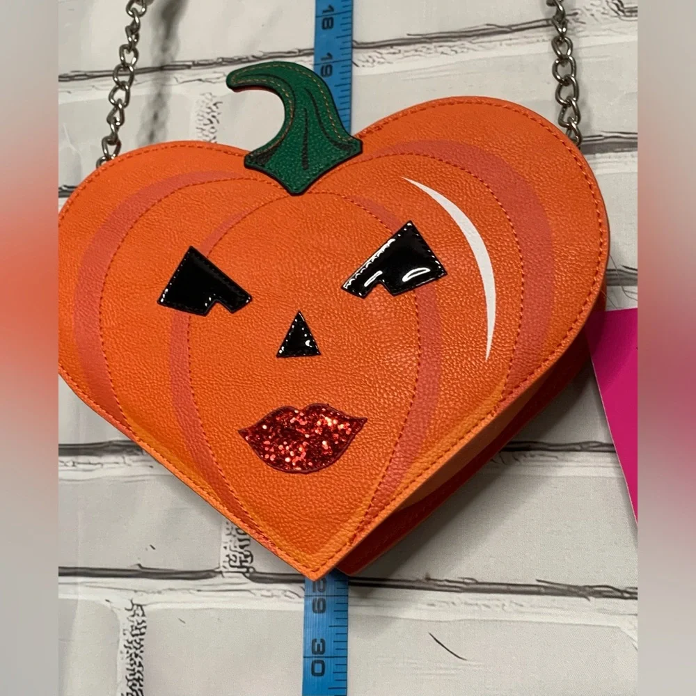 Betsey Johnson Kitsch Crossbody Pumpkin Bag Orange XOGINGER NWT - Picture 7 of 12